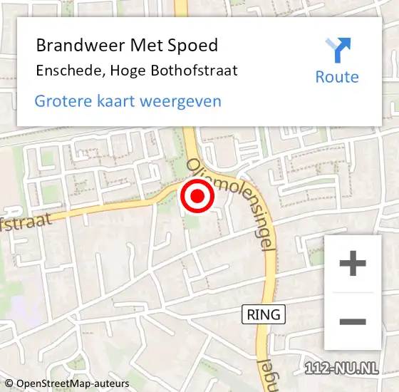 Locatie op kaart van de 112 melding: Brandweer Met Spoed Naar Enschede, Hoge Bothofstraat op 21 november 2023 11:36