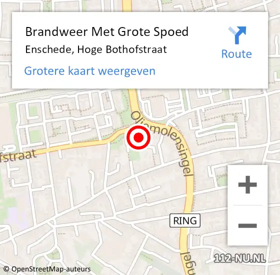 Locatie op kaart van de 112 melding: Brandweer Met Grote Spoed Naar Enschede, Hoge Bothofstraat op 21 november 2023 11:37