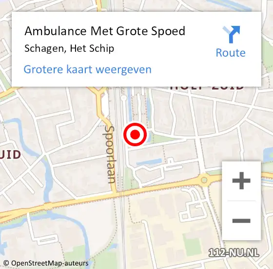 Locatie op kaart van de 112 melding: Ambulance Met Grote Spoed Naar Schagen, Het Schip op 21 november 2023 11:47