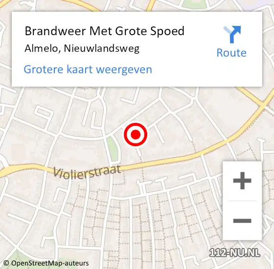 Locatie op kaart van de 112 melding: Brandweer Met Grote Spoed Naar Almelo, Nieuwlandsweg op 21 november 2023 11:50