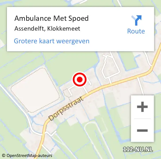 Locatie op kaart van de 112 melding: Ambulance Met Spoed Naar Assendelft, Klokkemeet op 21 november 2023 12:10