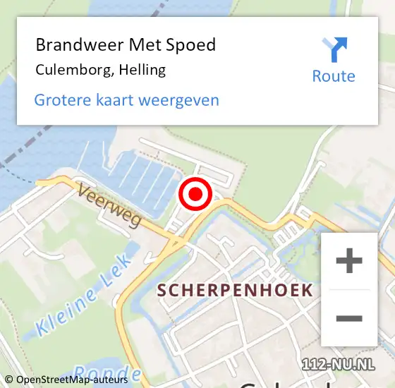 Locatie op kaart van de 112 melding: Brandweer Met Spoed Naar Culemborg, Helling op 21 november 2023 12:18