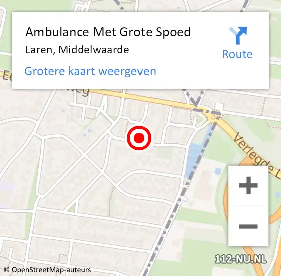 Locatie op kaart van de 112 melding: Ambulance Met Grote Spoed Naar Laren, Middelwaarde op 16 september 2014 07:22