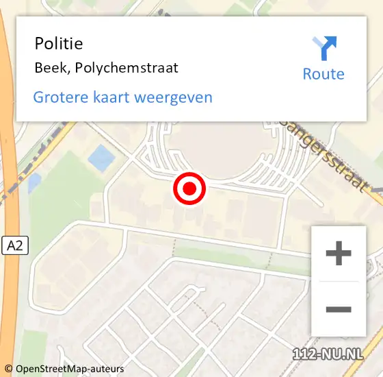 Locatie op kaart van de 112 melding: Politie Beek, Polychemstraat op 21 november 2023 13:22
