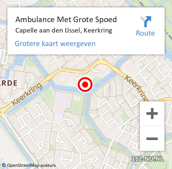 Locatie op kaart van de 112 melding: Ambulance Met Grote Spoed Naar Capelle aan den IJssel, Keerkring op 21 november 2023 13:30