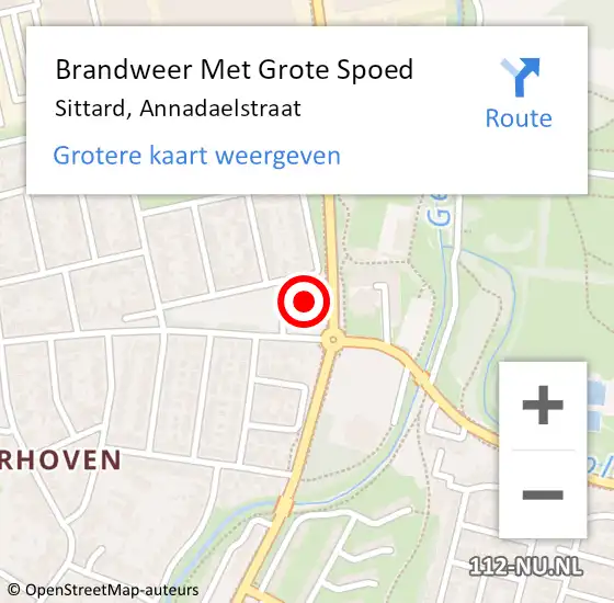 Locatie op kaart van de 112 melding: Brandweer Met Grote Spoed Naar Sittard, Annadaelstraat op 21 november 2023 13:40