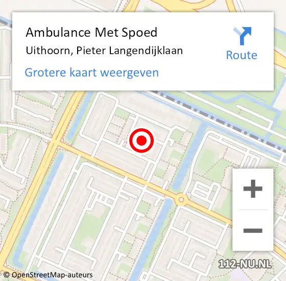 Locatie op kaart van de 112 melding: Ambulance Met Spoed Naar Uithoorn, Pieter Langendijklaan op 21 november 2023 13:55