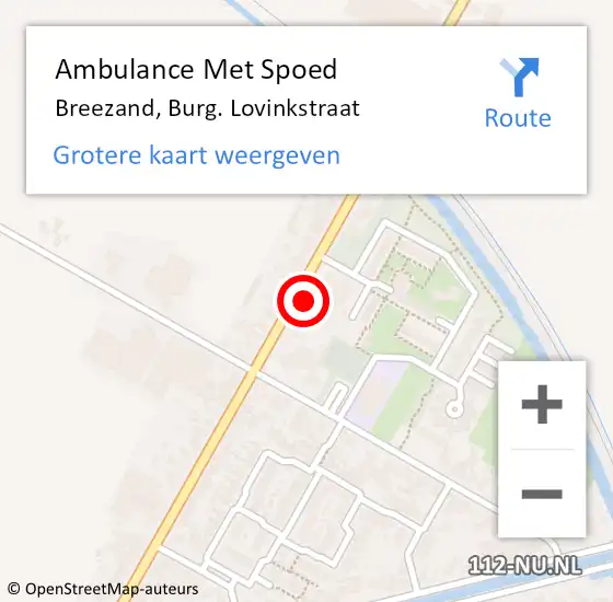 Locatie op kaart van de 112 melding: Ambulance Met Spoed Naar Breezand, Burg. Lovinkstraat op 21 november 2023 13:56