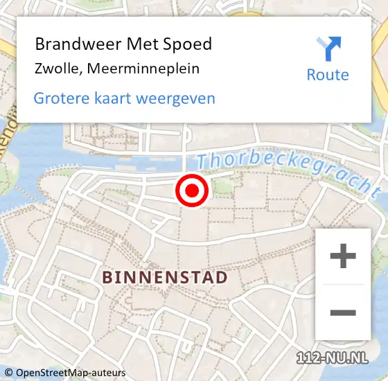 Locatie op kaart van de 112 melding: Brandweer Met Spoed Naar Zwolle, Meerminneplein op 21 november 2023 14:16