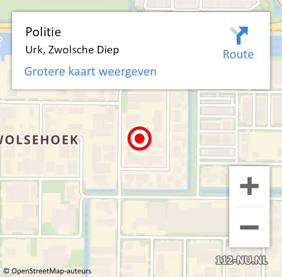 Locatie op kaart van de 112 melding: Politie Urk, Zwolsche Diep op 21 november 2023 14:20