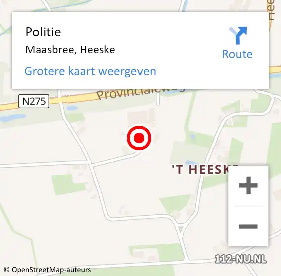 Locatie op kaart van de 112 melding: Politie Maasbree, Heeske op 21 november 2023 14:34