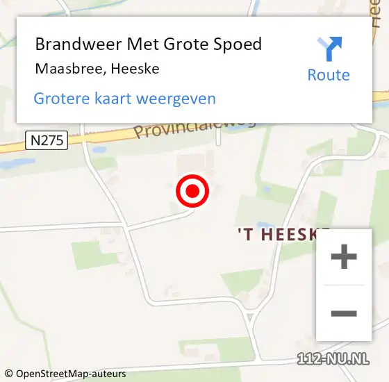 Locatie op kaart van de 112 melding: Brandweer Met Grote Spoed Naar Maasbree, Heeske op 21 november 2023 14:34