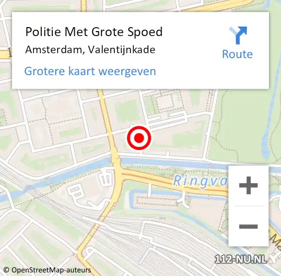 Locatie op kaart van de 112 melding: Politie Met Grote Spoed Naar Amsterdam, Valentijnkade op 21 november 2023 14:35