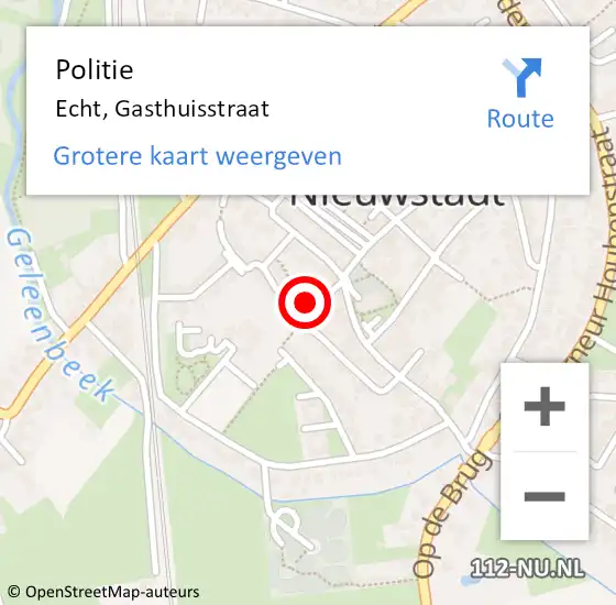 Locatie op kaart van de 112 melding: Politie Echt, Gasthuisstraat op 21 november 2023 14:42