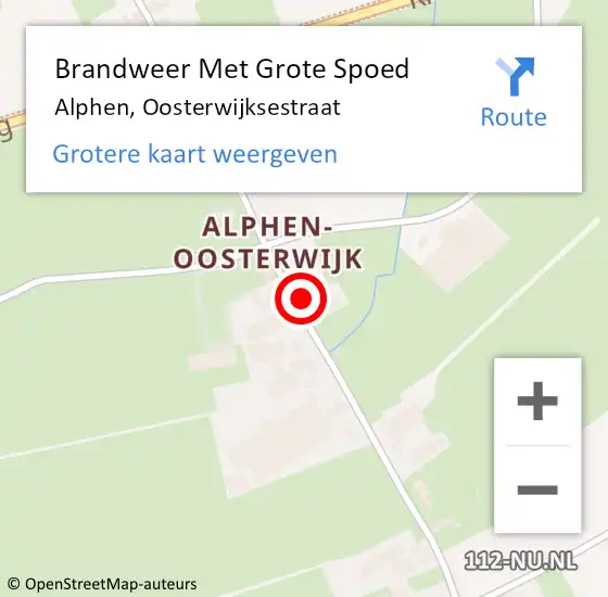 Locatie op kaart van de 112 melding: Brandweer Met Grote Spoed Naar Alphen, Oosterwijksestraat op 21 november 2023 15:00