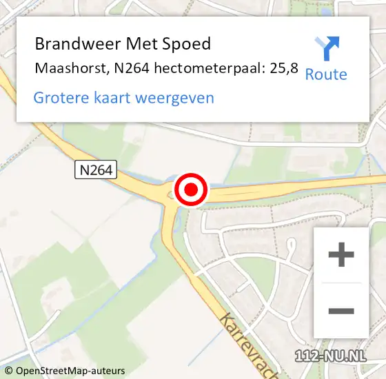 Locatie op kaart van de 112 melding: Brandweer Met Spoed Naar Maashorst, N264 hectometerpaal: 25,8 op 21 november 2023 15:04