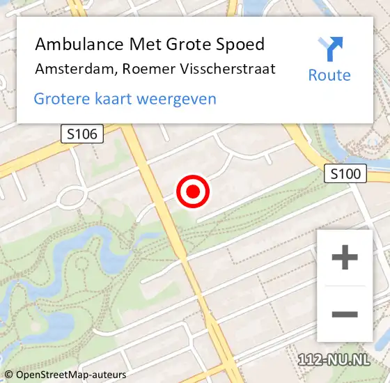 Locatie op kaart van de 112 melding: Ambulance Met Grote Spoed Naar Amsterdam, Roemer Visscherstraat op 21 november 2023 15:14