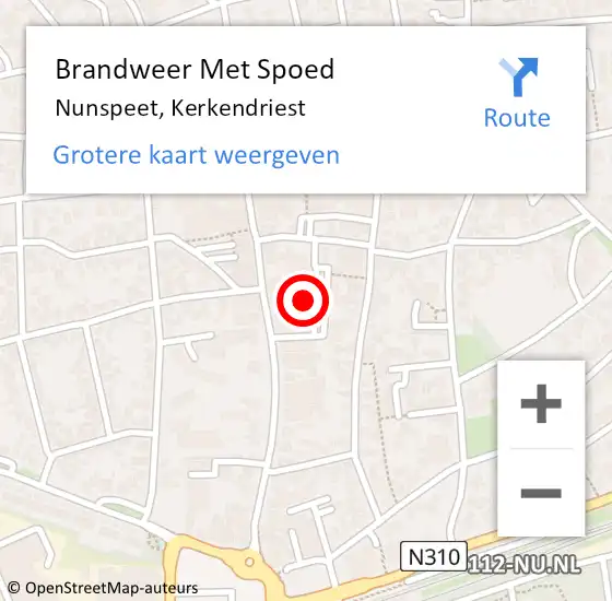 Locatie op kaart van de 112 melding: Brandweer Met Spoed Naar Nunspeet, Kerkendriest op 21 november 2023 15:16