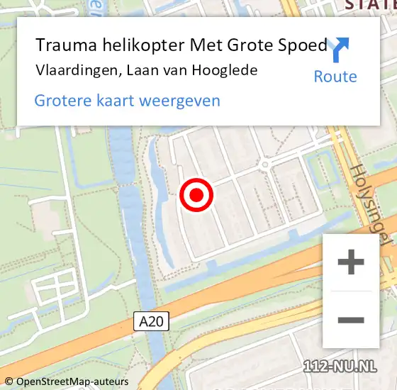 Locatie op kaart van de 112 melding: Trauma helikopter Met Grote Spoed Naar Vlaardingen, Laan van Hooglede op 21 november 2023 16:16