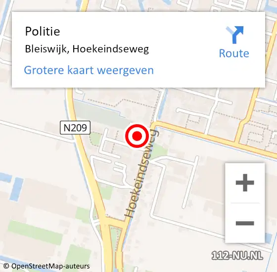 Locatie op kaart van de 112 melding: Politie Bleiswijk, Hoekeindseweg op 21 november 2023 16:18