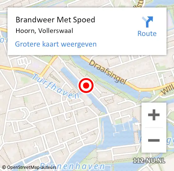 Locatie op kaart van de 112 melding: Brandweer Met Spoed Naar Hoorn, Vollerswaal op 21 november 2023 16:24