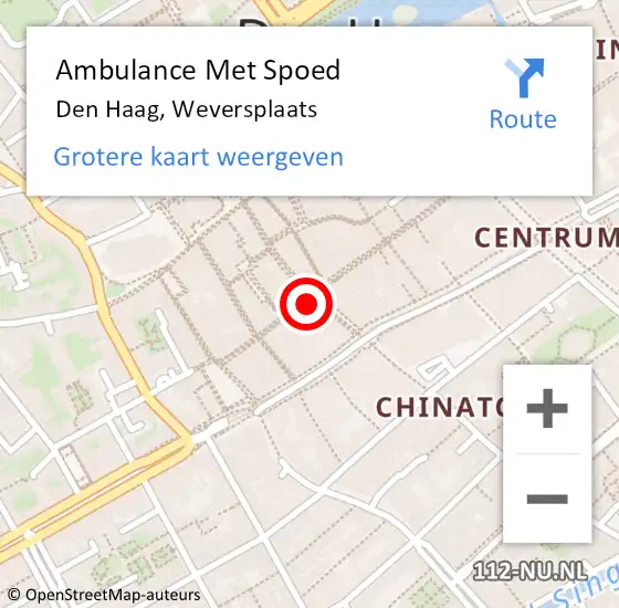 Locatie op kaart van de 112 melding: Ambulance Met Spoed Naar Den Haag, Weversplaats op 21 november 2023 16:27