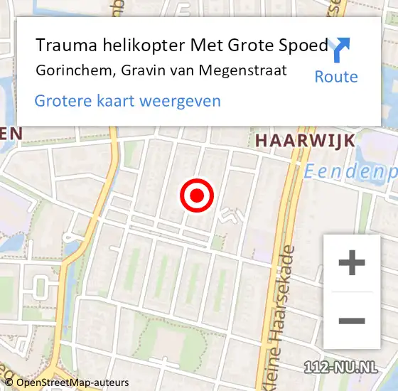 Locatie op kaart van de 112 melding: Trauma helikopter Met Grote Spoed Naar Gorinchem, Gravin van Megenstraat op 21 november 2023 16:30