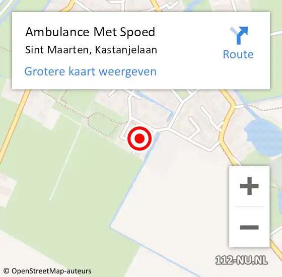 Locatie op kaart van de 112 melding: Ambulance Met Spoed Naar Sint Maarten, Kastanjelaan op 21 november 2023 16:39