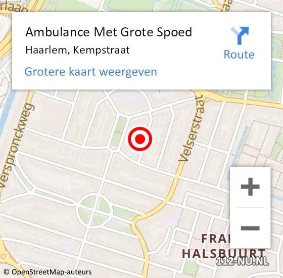 Locatie op kaart van de 112 melding: Ambulance Met Grote Spoed Naar Haarlem, Kempstraat op 21 november 2023 16:51