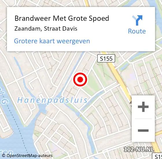 Locatie op kaart van de 112 melding: Brandweer Met Grote Spoed Naar Zaandam, Straat Davis op 21 november 2023 16:57