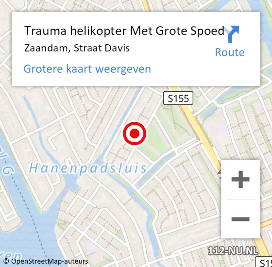 Locatie op kaart van de 112 melding: Trauma helikopter Met Grote Spoed Naar Zaandam, Straat Davis op 21 november 2023 17:00