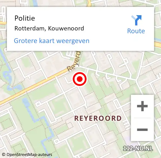 Locatie op kaart van de 112 melding: Politie Rotterdam, Kouwenoord op 21 november 2023 17:40