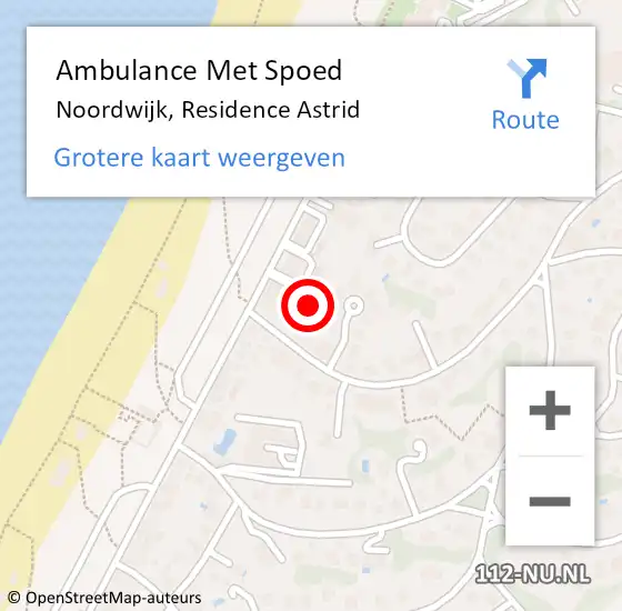 Locatie op kaart van de 112 melding: Ambulance Met Spoed Naar Noordwijk, Residence Astrid op 21 november 2023 17:44