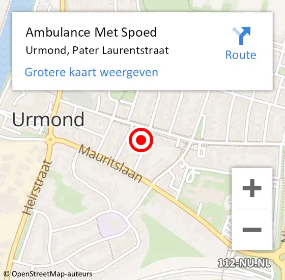 Locatie op kaart van de 112 melding: Ambulance Met Spoed Naar Urmond, Pater Laurentstraat op 16 september 2014 08:04