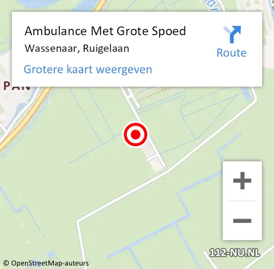 Locatie op kaart van de 112 melding: Ambulance Met Grote Spoed Naar Wassenaar, Ruigelaan op 21 november 2023 17:54