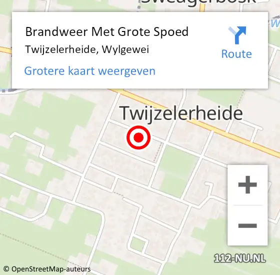 Locatie op kaart van de 112 melding: Brandweer Met Grote Spoed Naar Twijzelerheide, Wylgewei op 21 november 2023 18:07