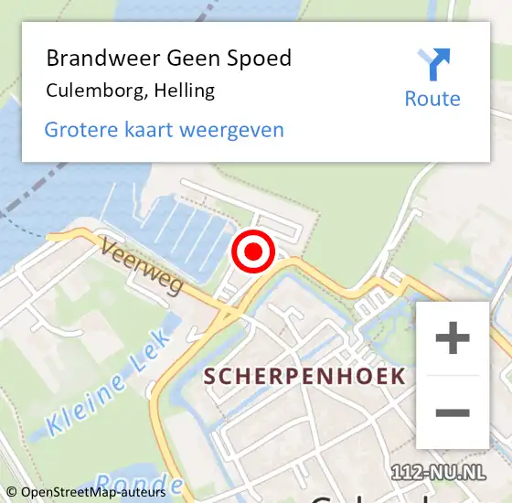 Locatie op kaart van de 112 melding: Brandweer Geen Spoed Naar Culemborg, Helling op 21 november 2023 18:10