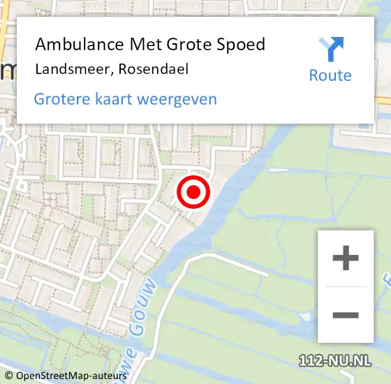 Locatie op kaart van de 112 melding: Ambulance Met Grote Spoed Naar Landsmeer, Rosendael op 21 november 2023 18:12