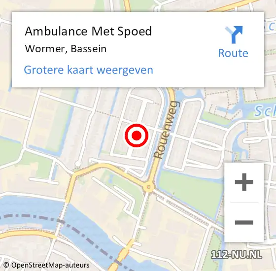 Locatie op kaart van de 112 melding: Ambulance Met Spoed Naar Wormer, Bassein op 21 november 2023 18:52