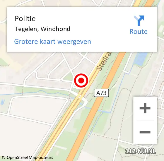 Locatie op kaart van de 112 melding: Politie Tegelen, Windhond op 21 november 2023 19:30