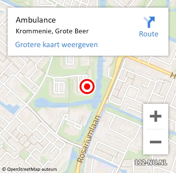 Locatie op kaart van de 112 melding: Ambulance Krommenie, Grote Beer op 21 november 2023 19:32