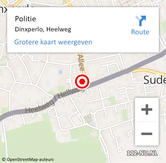 Locatie op kaart van de 112 melding: Politie Dinxperlo, Heelweg op 21 november 2023 19:34