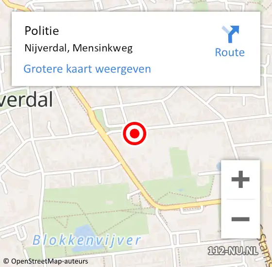 Locatie op kaart van de 112 melding: Politie Nijverdal, Mensinkweg op 21 november 2023 19:35