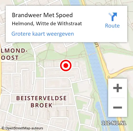 Locatie op kaart van de 112 melding: Brandweer Met Spoed Naar Helmond, Witte de Withstraat op 21 november 2023 20:00