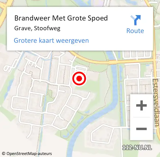 Locatie op kaart van de 112 melding: Brandweer Met Grote Spoed Naar Grave, Stoofweg op 21 november 2023 20:16