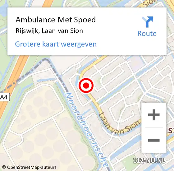 Locatie op kaart van de 112 melding: Ambulance Met Spoed Naar Rijswijk, Laan van Sion op 21 november 2023 20:17