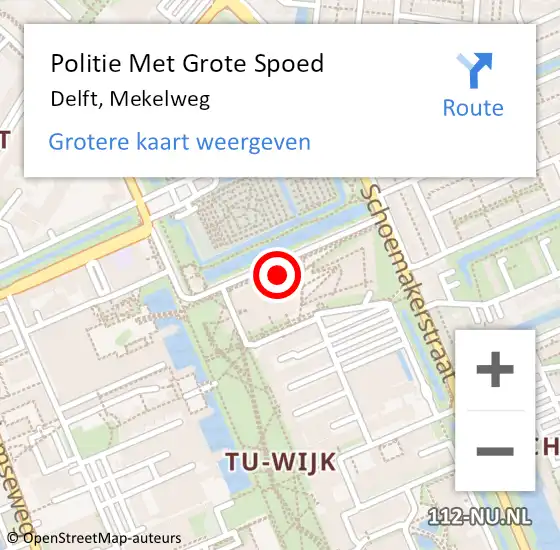 Locatie op kaart van de 112 melding: Politie Met Grote Spoed Naar Delft, Mekelweg op 21 november 2023 20:35