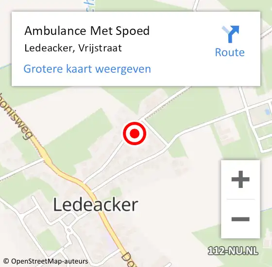 Locatie op kaart van de 112 melding: Ambulance Met Spoed Naar Ledeacker, Vrijstraat op 16 september 2014 08:23