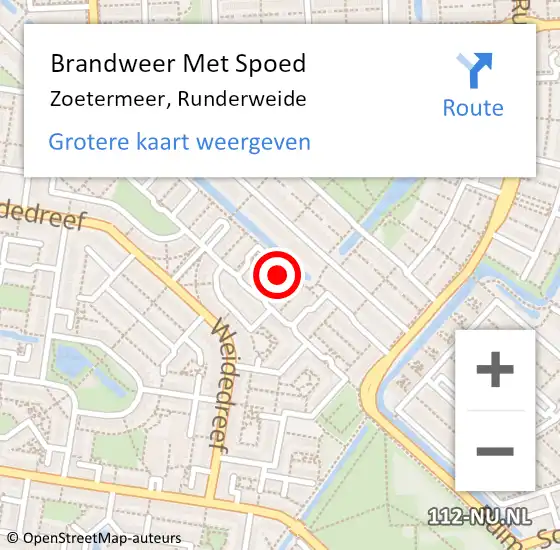 Locatie op kaart van de 112 melding: Brandweer Met Spoed Naar Zoetermeer, Runderweide op 21 november 2023 21:12