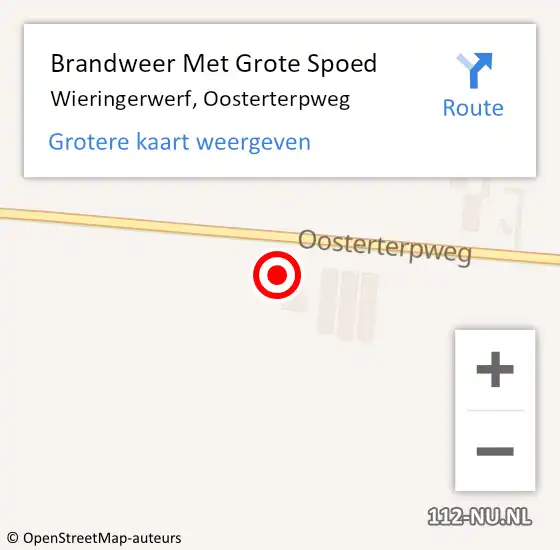 Locatie op kaart van de 112 melding: Brandweer Met Grote Spoed Naar Wieringerwerf, Oosterterpweg op 21 november 2023 21:25